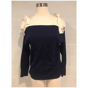 J.Crew off the shoulder tie sweater